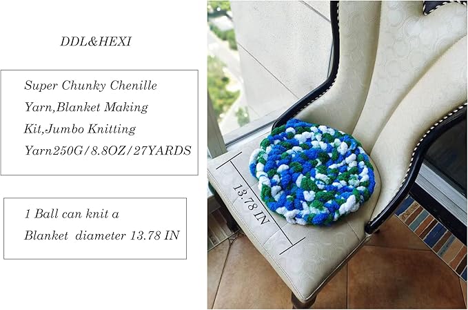 DDL&HEXI 2 Park Super Chenille Chunky Yarn,Blanket Making Kit,Jumbo Knitting Yarn 2x8oz 226g per Bag (207)