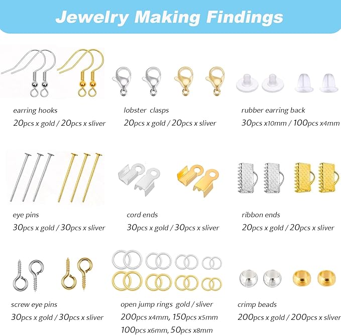 EUIQUE Jewelry Making Supplies Kits Repair Tools for Adults with Pliers, Wires, Necklace Chains, Findings and Helping Hands