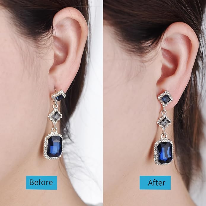 earring backs for heavy earrings, dcrslb sturdy dc shape ear backs for droopy ears,locking lifter backs for studs support backstops for strected earlobe secure flat backers