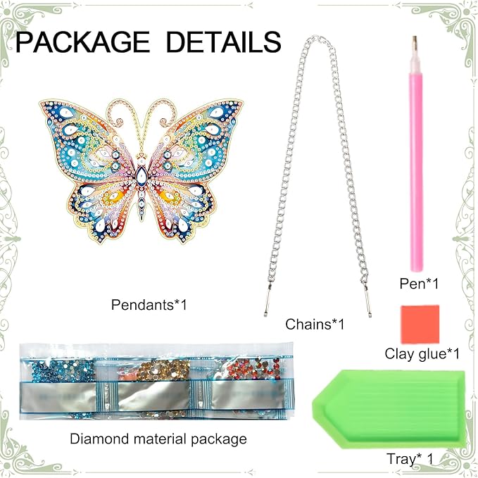 AiYuanzsh Diamond Painting Hanging Pendant Kit Animal Butterfly 5D Diamond Painting Kits for Adults Crystal Rhinestones Diamond Art Pendant for Door Wall Window Home Xmas Decor