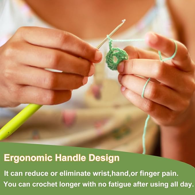 Hobekoee 1.5mm Lace Crochet Hook Ergonomic Handle for Arthritic Hands Soft & Smooth Knitting Needles for Beginners and Crocheting Yarn