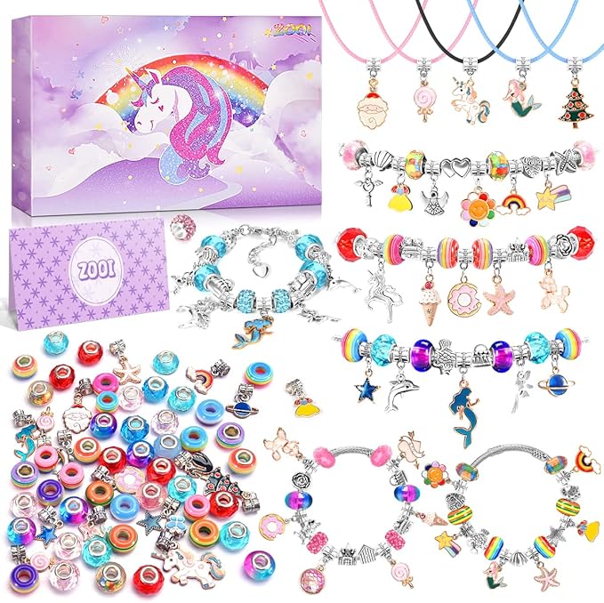 ZOOI Bracelet Making Kit for Girls, Friendship Charm Bracelet Making Kit, Arts and Crafts for Kids Girls Ages 8-12, Girl Toys Age 6-8, Jewelry Making Kit, Crafts Gifts for 6-12 Year Old Girl Purple