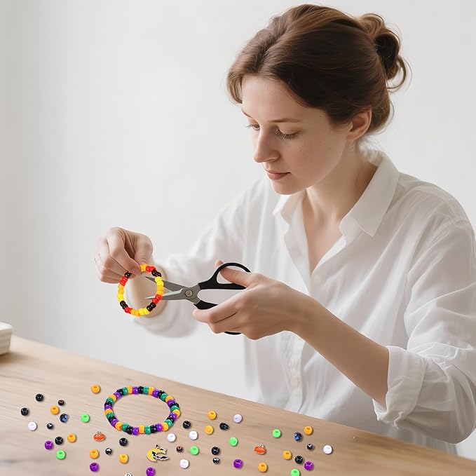 XIANNVXI 10Colours Halloween Pony Letter Beads Set Friendship Bracelet Making 640pcs Orange Purple Green White Letter Pony Beads Bulk