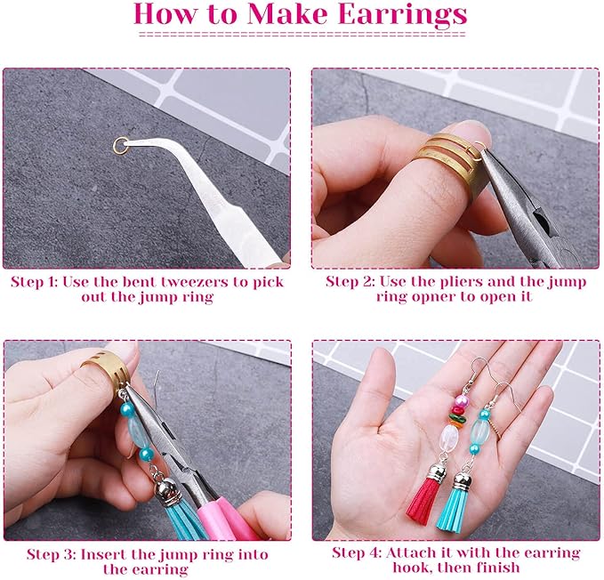 Earring Hooks, Audab 1400pcs Making Kit with 200pcs Ear Ring 1000pcs Jump Rings, Backs and Jewelry Pliers for Supplies Findings
