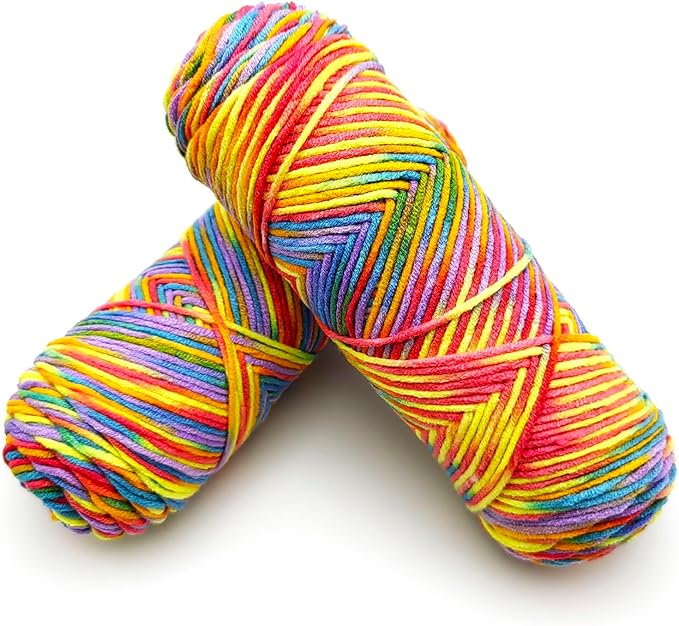 5-Ply Variegated Yarn 200g/2pcs, Acrylic 100%, Chunky Weight 2.5mm, Soft & Cozy, Vibrant Colors, Full Hand Feel for Knitting Sweaters, Scarves, Shawls, Hats (14#Colorful Flower)