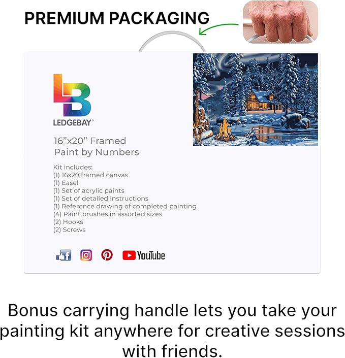 Ledgebay DIY Paint by Numbers Kit for Adults Framed Canvas Beginner to Advanced Paint by Numbers Kit Kits Include Acrylic Paint Set Brushes Tabletop Easel (Aurora Bliss 16" x 20" Framed)