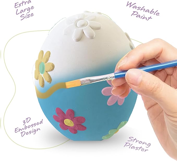 ArtCreativity 3D Easter Egg Painting Kit - Easter Craft Kit Includes Molds, Paint, Brushes for Kids & Adults - Ceramic Plaster Painting Kit - DIY Gifts for Spring - Basket Stuffers