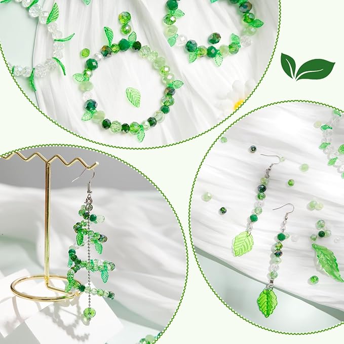 800Pcs Green Glass Beads for Plants Succulent Making and DIY Crafts Earrings Necklaces Bracelets Jewelry Making