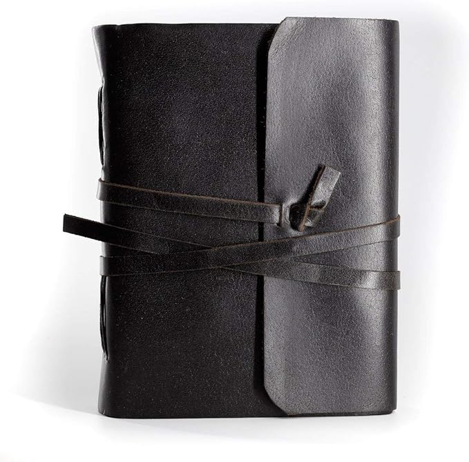 KomalC Handmade Leather Journal | Writing Notebook Diary | Bound Daily Notepad For Men & Women Unlined Paper Medium, writing pad for artist, sketch