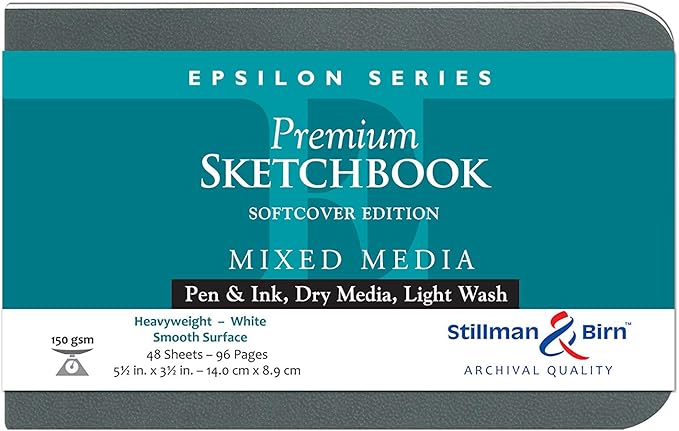 Stillman & Birn Epsilon Series Softcover Sketchbook, 5.5" x 3.5", 150 GSM (Heavyweight), White Paper, Smooth Surface