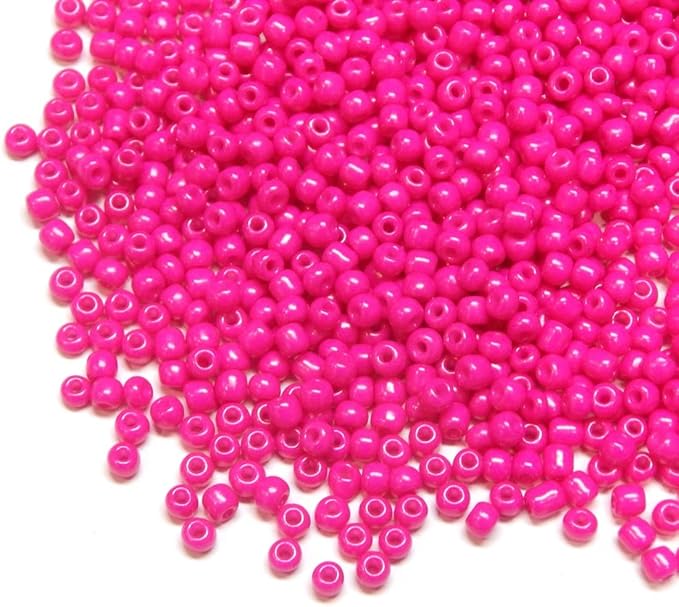 Perlin Glass Seed Beads 2mm 11/0 Round Mini Small Pony Beads 6500pcs for Making Earrings Bracelets Pendants Waist Jewelry DIY Handmade Opaque Color Kit (Pink)