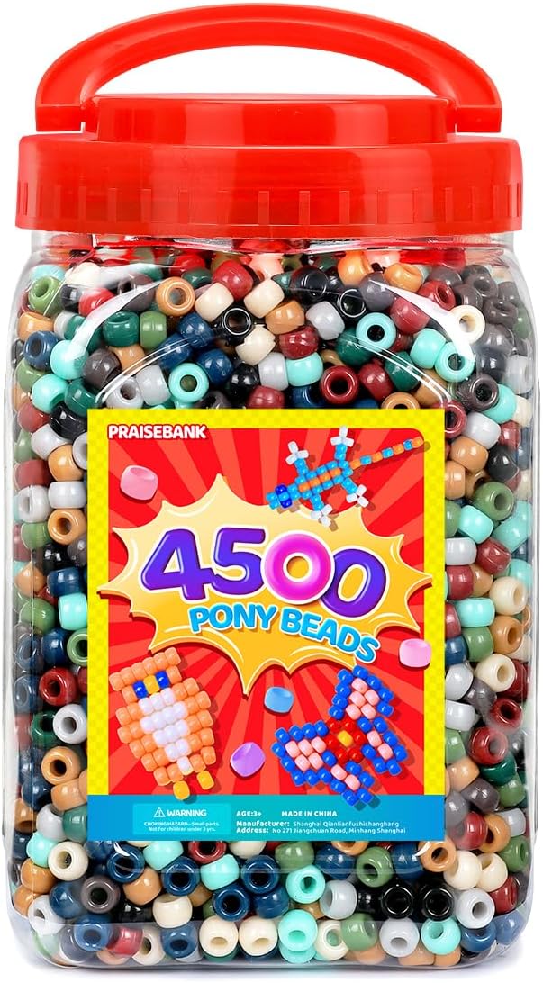 praisebank pony beads, 4500pcs 6x9mm, wholesale beads, bracelets jewelry making, arts & crafts(earth-tone)