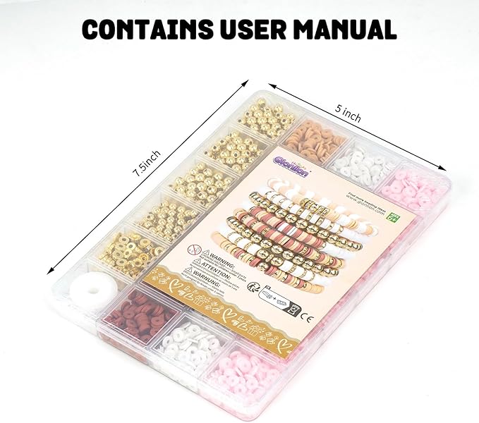 Gionlion 3000 Pcs Easter Basket Stuffers Clay Beads for Bracelets, Bracelet Making kit Golden Beads for Jewelry Making, Charms Bracelet Kit DIY Arts and Crafts Birthday Easter Gifts