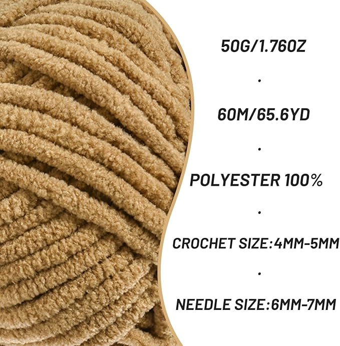4 Pack Fluffy Velvet Yarn for Crocheting，Baby Blanket Yarn for Crocheting Soft，200g(262.4yds) Amigurumi Yarns，Plush Chenille Crochet Yarns，Puzzle Yarn for Crochet Weaving Craft(4 Light Coffee)