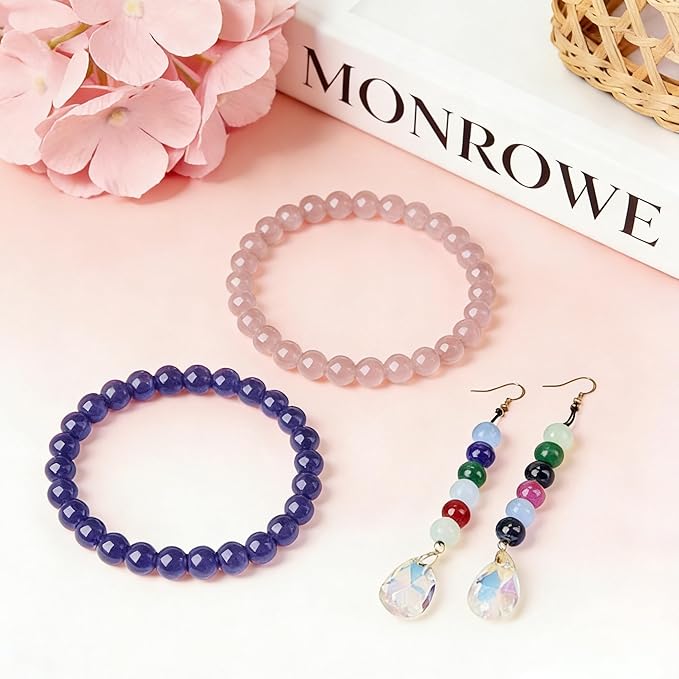 500Pcs Navy Blue Crystal Round Glass Beads for Earring Necklaces Bracelets, 8mm Glass Crystal Beads for Bracelet Making Kits DIY Crafts(Navy Blue)