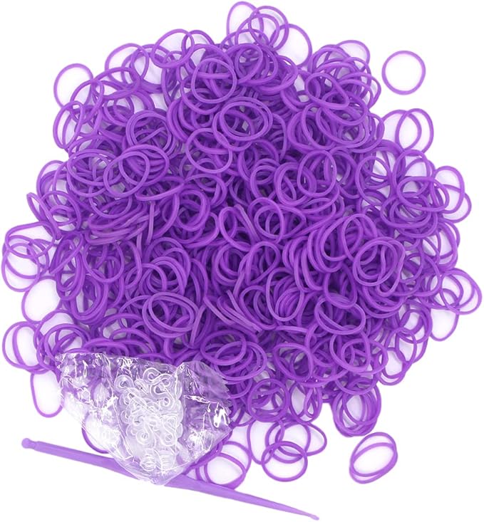 Salome Idea 3000Pcs Loom Rubber Bands Refill Kit, Includes 75 S-Clips & 5 Hooks, Premium Rubber Band Bracelet Making Supplies for Kids DIY Crafting Gift (Purple)
