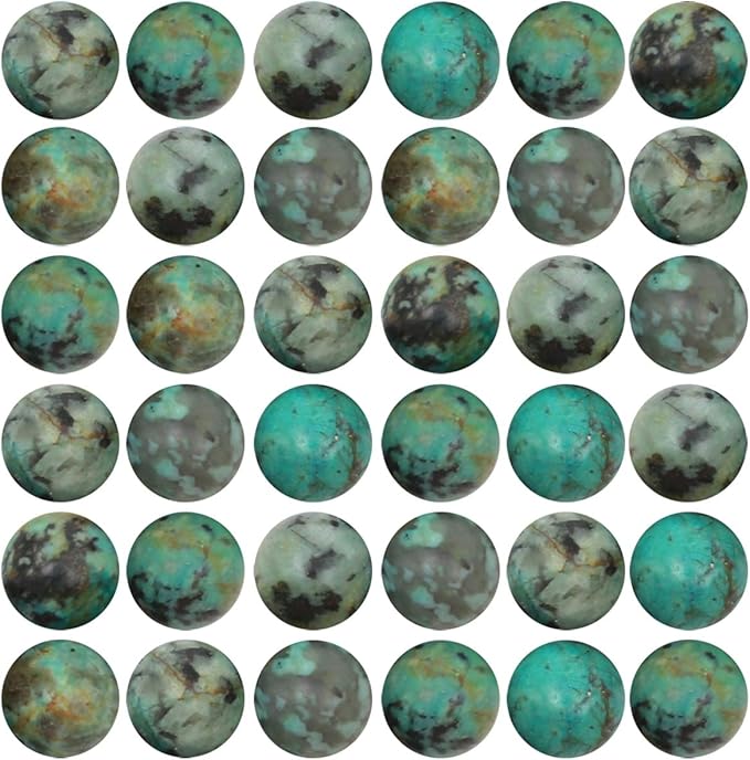 Natural Stone Beads 100pcs Round Genuine Real Stone Beading Loose Gemstones Hole Size 1mm DIY Smooth Bead for Bracelet Necklace Earrings Jewelry Making (African Turquoise Green, 10mm)