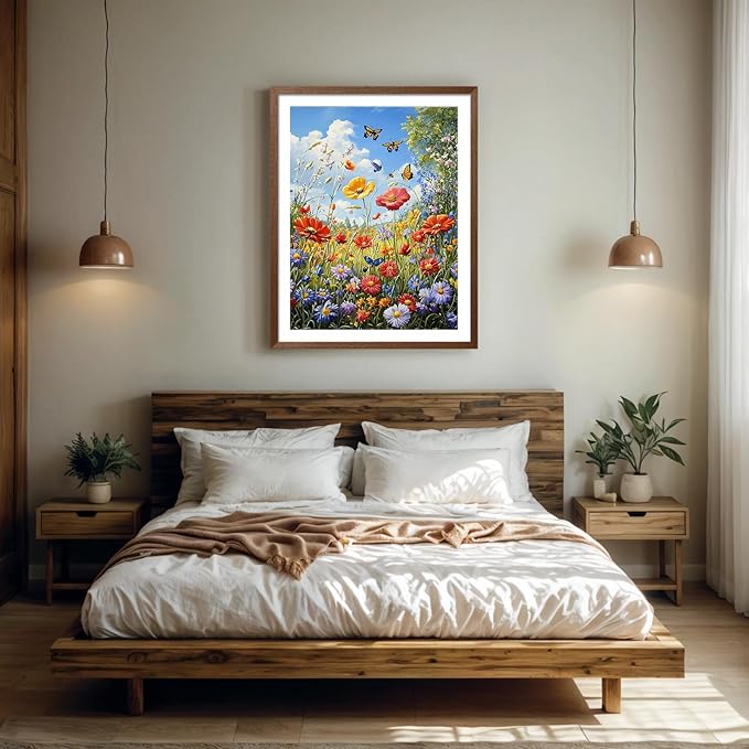 PINFFSHU Flower Diamond Art Kits for Adults Butterfly Diamond Painting Kits DIY Full Round Drill 5D Dimond Art Paintings Gem Art Beginners Nature Home Wall Decor Crafts Gifts 12x16 Inch