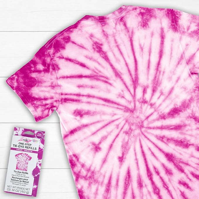 Tulip One-Step Tie-Dye Kit , 3 Fabric Dye Refill Packs, Packs, Violet