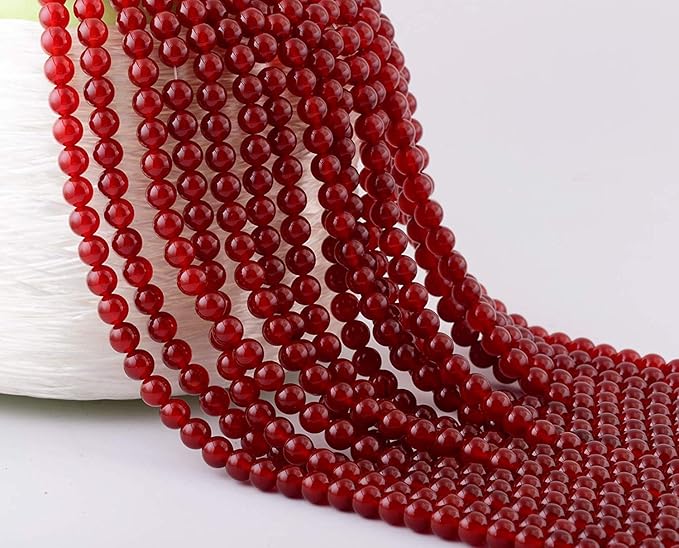 Natural Stone Beads 100pcs 10mm Red Agate Jade Round Genuine Real Stone Beading Loose Gemstone Hole Size 1mm DIY Smooth Beads for Bracelet Necklace Earrings Jewelry Making (Red Agate, 10mm)