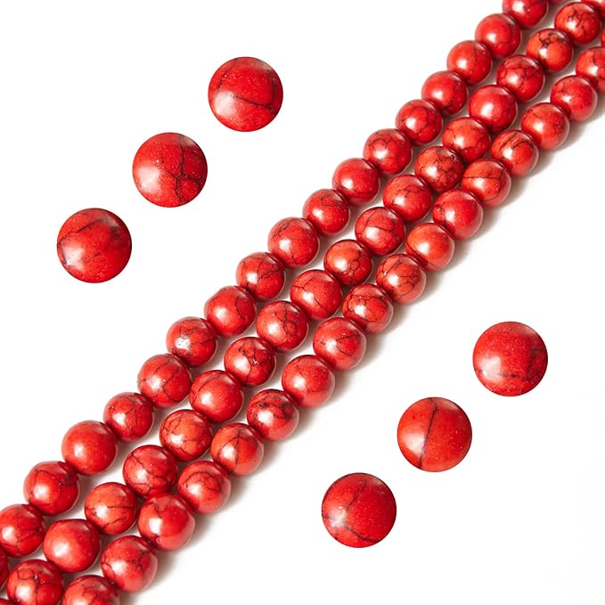 100pcs 8mm red turquoise beads natural gemstone beads round loose beads for jewelry making