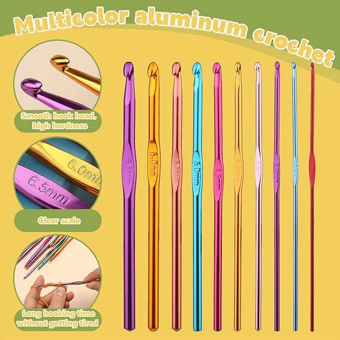 IMZAY 54 Pcs Crochet Hooks Set, 0.6mm-6.5mm Crochet Needles, Crochet Hooks Kit with Storage Case, Ergonomic Knitting Needles Stitch Marker Hand Craft Knitting Accessories for Beginners (Red)