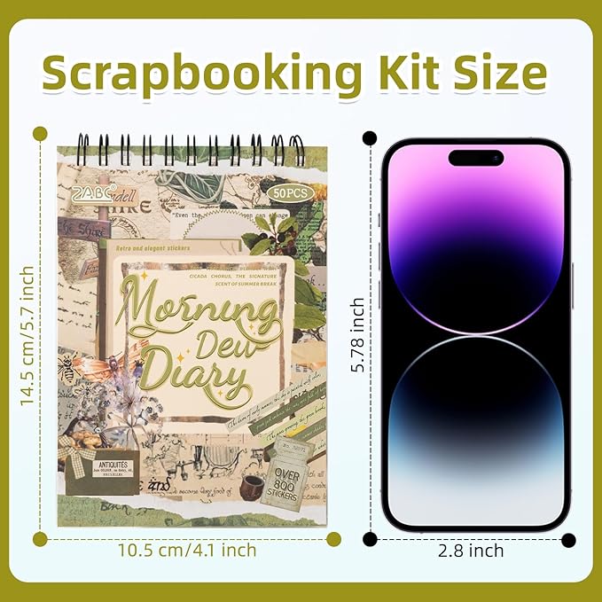 Uideyvi Morning Series Sticker Scrapbooking Supplies for Junk Journal, 25 Sheets Washi Stickers and 25 Sheets PET Stickers(TZ-010-002)