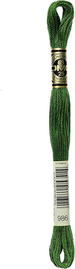DMC 117-986 6 Strand Embroidery Cotton Floss, Very Dark Forest Green, 8.7-Yard
