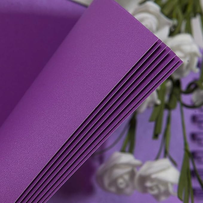 10 x 10 Inch DIY Scrapbook Photo Album with Cover Photo 80 Pages Hardcover Craft Paper Photo Album for Guest Book, Anniversary, Valentines Day Gifts (Purple, 10 x 10 inch)