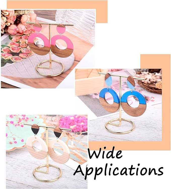 Beadthoven 18pcs/9 Pairs Natural Wood Resin Charms Hollow Round Circle DIY Earrings Pendants Mixed Colors Round Ring Wooden Pieces Pendants for Statement Jewelry Making Findings