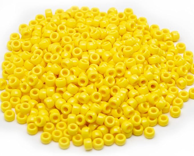 Gxueshan 1000 Pcs Acrylic Yellow Pony Beads 6x9mm Bulk for Friendship DIY Bracelet Necklace Jewelry Making Earring Hair Braiding Kandi Beads