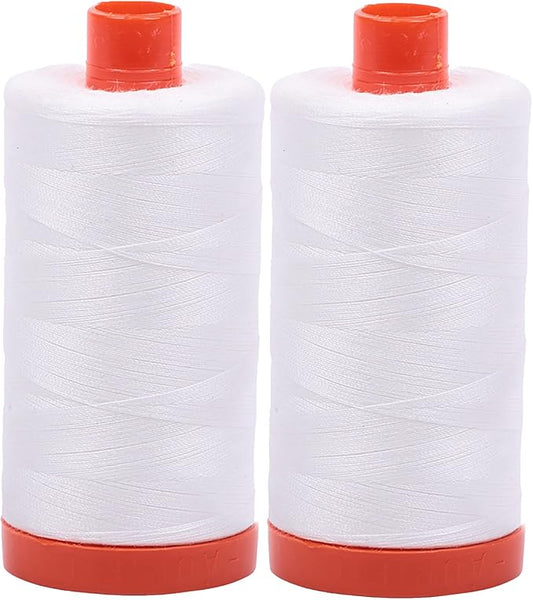 Aurifil Mako 50wt Thread 2 Large Spools: Natural White (2021x2)