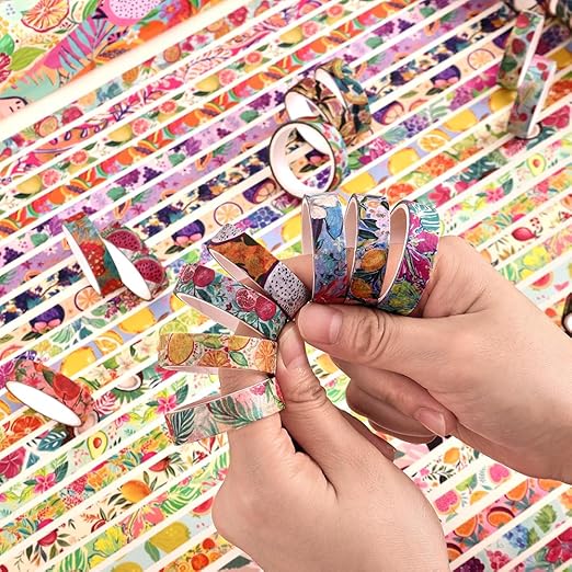 48 Rolls Fruit Theme Washi Tape Set, Writable Decorative Tapes for Scrapbooking, Junk Journal Supplies, Bullet Journaling, 0.39"x79" per Roll