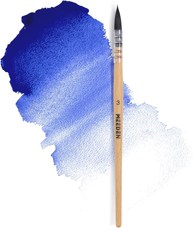 MEEDEN Watercolor Brushes Professional - Synthetic Squirrel Hair Artist Paint Brushes Set with Beech Wood Handle Great for Artists Hobbyists Size 3
