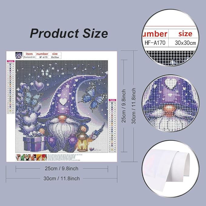 hill froeistung 5D Gnome Diamond Art Painting Kits for Adults,Butterfly Diamond dots, Love DIY Full Drill Diamond Art Painting Set for Home Wall Decor Gifts (12X12 inch)
