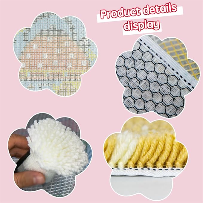DL-YTG Latch Hook Kits Rug Coffee Crochet Yarn Cushion Colour Pre-Printed Canvas Cover Rug Needlework DIY Hook and Latch Kit Christmas Home Decoration 52x38cm/20 X15inch