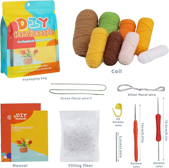 kgxulr Crochet Kit for Beginners, Crochet Kit Beginner Crochet Starter Kit for Complete Beginners Adults, Crocheting Knitting Kit with Step-by-Step Video Tutorials