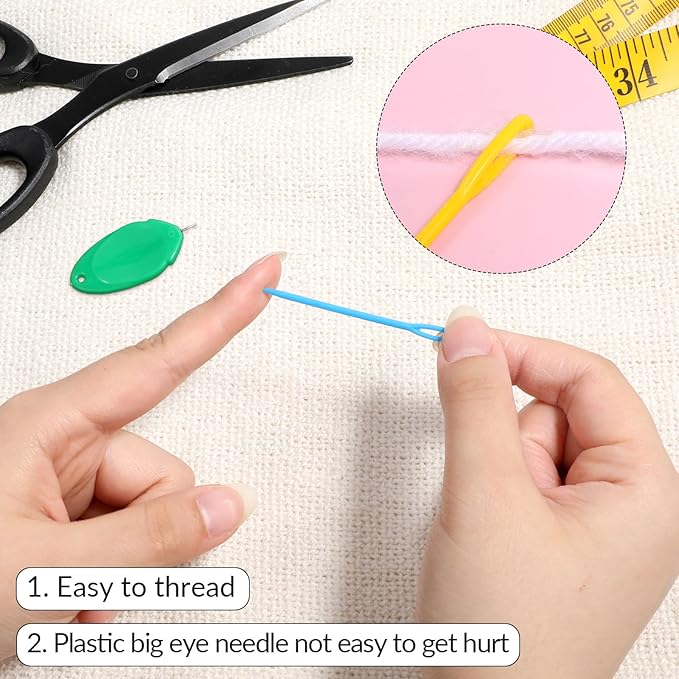 50 PCS Yarn Needles, 7cm/2.76inch Plastic Needles for Yarn Large Eye Plastic Tapestry Needle with 2 Pcs Threaders Colorful Craft Needle for Crochet DIY Sewing Handmade Knitting