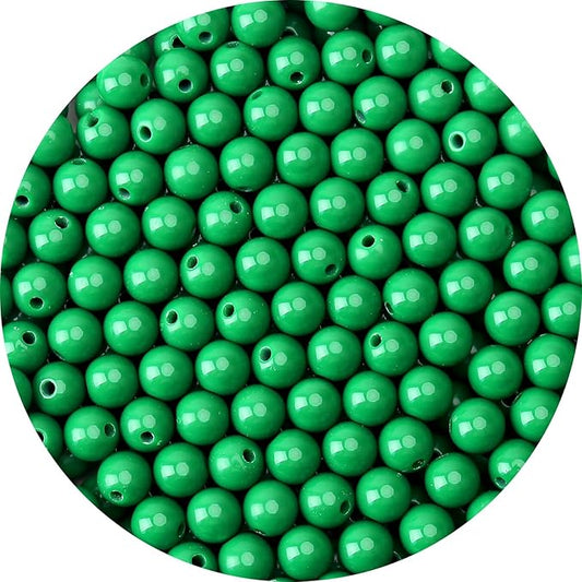 bonny boxx 200pcs 10mm smooth emerald acrylic round beads, plastic resin bubblegum balls chunky gumball beads for necklace and bracelet making, crafting supplies