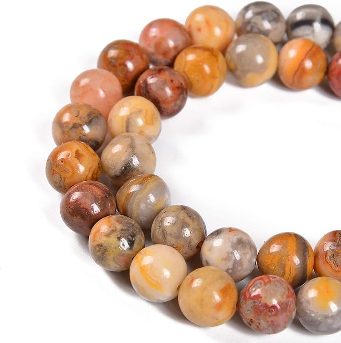 60pcs 6mm Natural Crazy Lace Agate Gemstone Round Spacer Loose Stone Beads for Jewelry Making 15.5" 1 Strand (Crazy Lace Agate, 6mm 60Beads)
