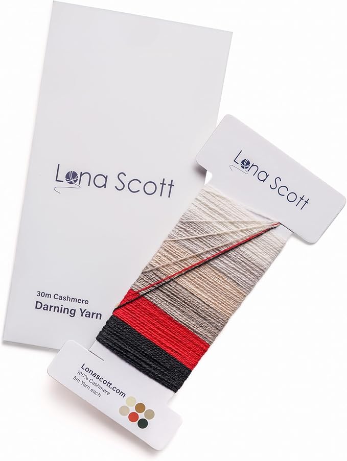Cashmere Darning Yarn Thread Darning Kit, 30m in 6 Colors (Shade 2)