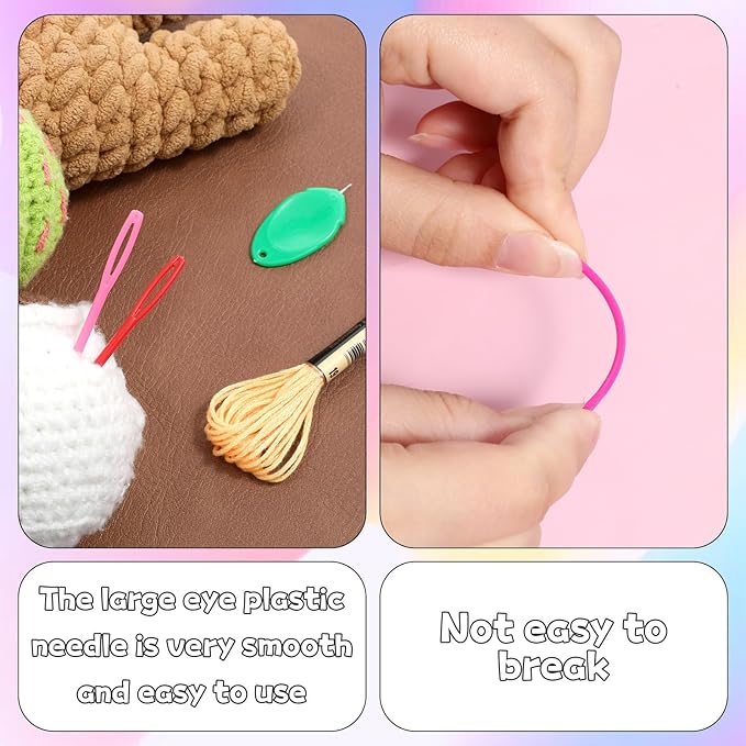 50 PCS Yarn Needles, 7cm/2.76inch Plastic Needles for Yarn Large Eye Plastic Tapestry Needle with 2 Pcs Threaders Colorful Craft Needle for Crochet DIY Sewing Handmade Knitting