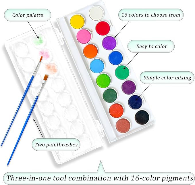Watercolor Workbooks, 16 Colors Water Color Books Paint Set for Adults, Watercolor Coloring Book for Beginners, Water Color Workbook, 15 Beautiful Paintings for Beginners (Ocean Animals)