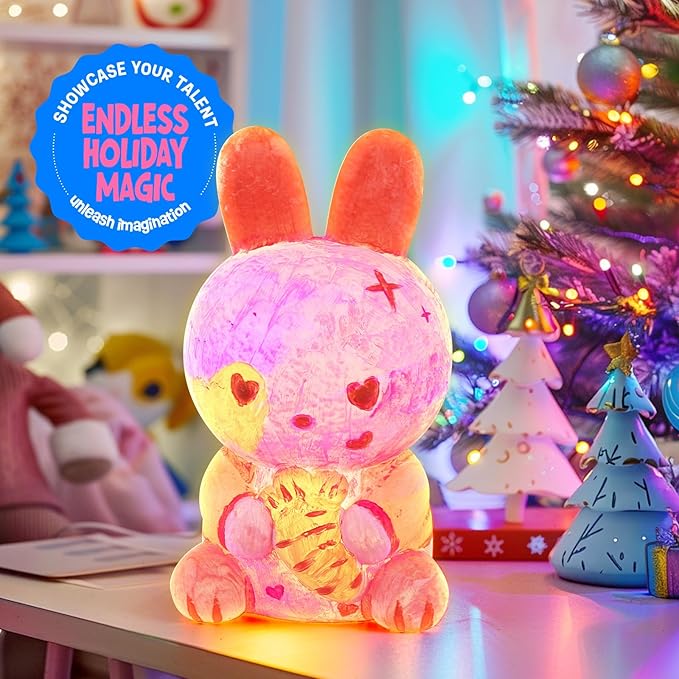 laoese paint your own bunny lamp kit, art supplies painting kits for kids, arts and crafts for kids ages 8-12, bunny toys girls boys halloween birthday christmas gifts ages 3 4 5 6 7 8 9 10 11 12+