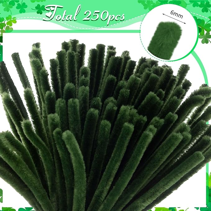 Peryiter 371 Pipe Cleaners Flowers Set, Mixed Colors Chenille Stems Bulk with Floral Wires, Gardening Tape, Stamen for DIY Flower Making Kit, Gift Idea for Mother's Day(Green)