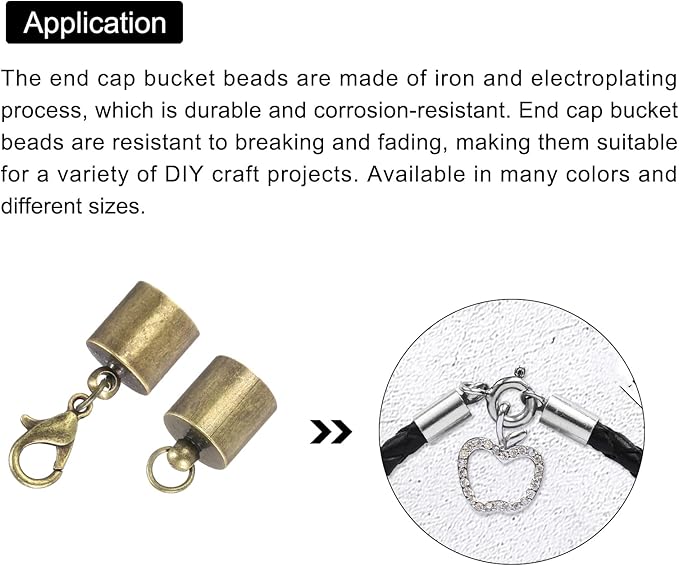 MECCANIXITY Fold Over Cord End Caps Bronze 9mm OD with Crimp Covers Lobster Claw Clasps DIY Jewelry Making for Bracelets and Necklaces Crafting 20 Pcs