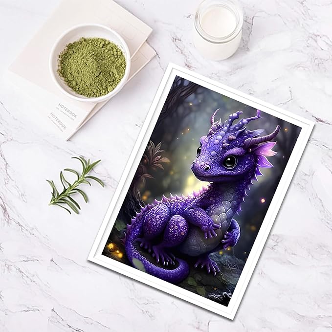 SENQAO Dragon Diamond Painting Kits for Adults, Dragon Diamond Art Kits Animal Diamond Art with Full Drill Round Diamonds, Dragon Diamond Dots Art Kits for Home Wall Decor 12X16inch