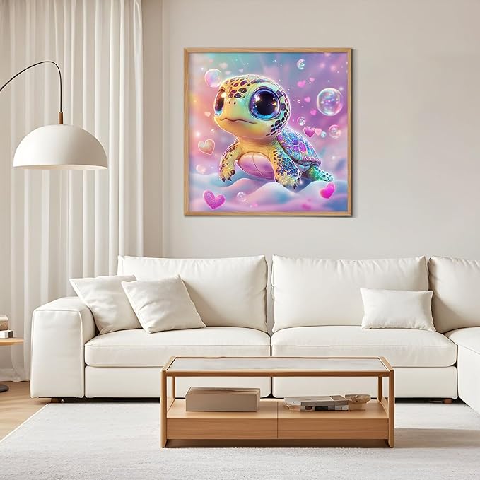 GEEHEIY Sea Turtle Diamond Art Kits for Kids, 5D Turtle Diamond Painting Kits for Adults Beginner, DIY Animal Gem Art Dots for Adults, Perfect for Home Wall Decor 14x14 Inch