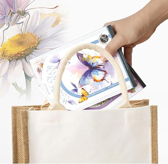 RGBMIX Watercolor Coloring Book for Adults Stress Relief Foldable Painting Pad with 24-Color Paint (Quiet Time)