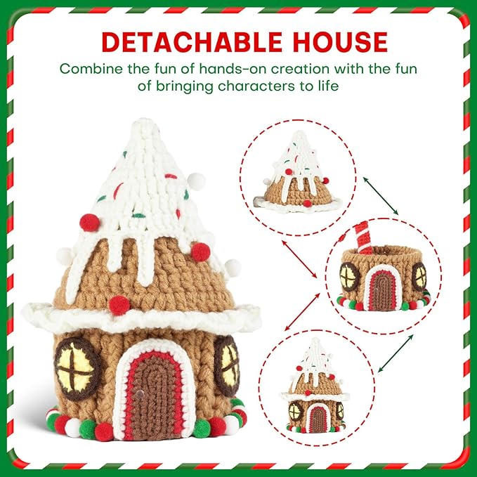 Crochet Set - Beginner Friendly Crochet Set with Step-by-Step Teaching Videos and Crochet Pattern Manuals (Christmas Snowy House)